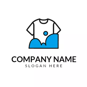 Cleaner Logo Blue Bubble and White T Shirt logo design
