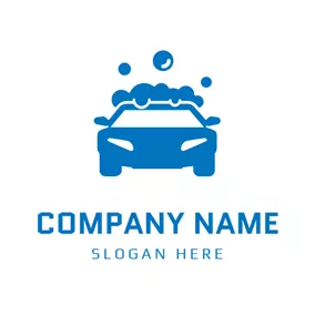 洗車ロゴ Blue Bubble Car Wash logo design