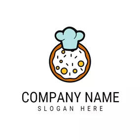 アニメーションロゴ Blue Chef Hat and Pizza logo design