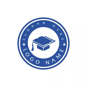先生ロゴ Blue Circle and Trencher Cap logo design
