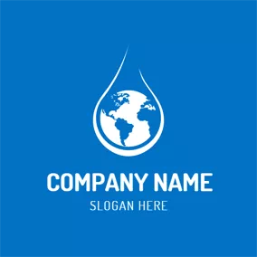 Nature Logo Blue Earth and White Water Drop logo design
