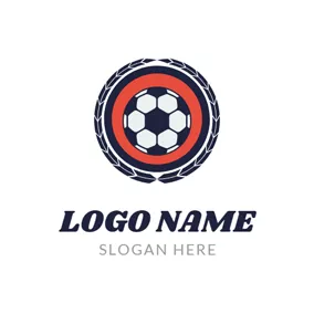 Circular Logo Blue Feather and Encircled Football logo design