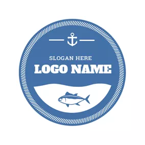 Hook Logo Blue Fish and White Hook logo design