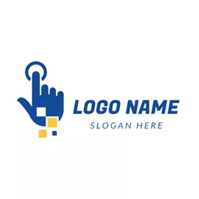 ソフトウェア＆アプリロゴ Blue Hand and Digital logo design