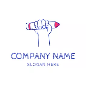 Graphic Design Logo Blue Hand and Red Pencil logo design
