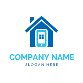 Logótipo De Contacto Blue House and Smartphone logo design