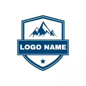 Shape Logo Blue Star and Mountain Peak logo design