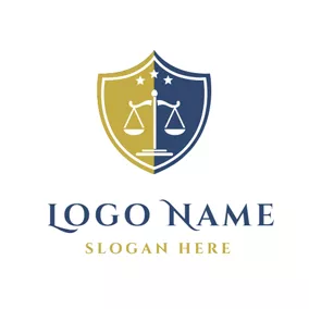 Judge Logo Blue Star and Scale Court Badge logo design