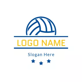 エクササイズのロゴ Blue Star and Volleyball logo design