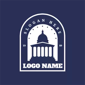 Architecture Logo Blue University Architecture and Arch Badge logo design