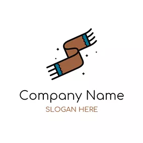 Beautiful Logo Brown and Blue Woolen Scarf logo design