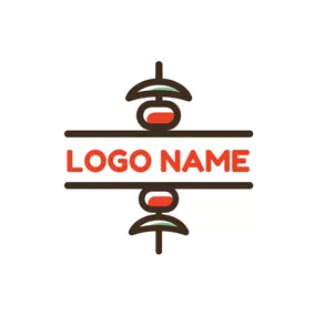 燒烤 Logo Brown and Red Barbecue logo design