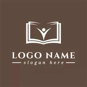 Bookstore Logo Brown and White Book logo design