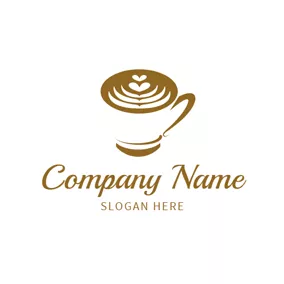 Caffeine Logo Brown and White Coffee logo design