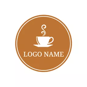 Brewing Logo Brown and White Hot Coffee logo design