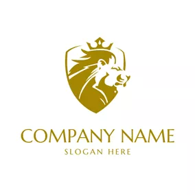 Feline Logo Brown Badge and Lion logo design