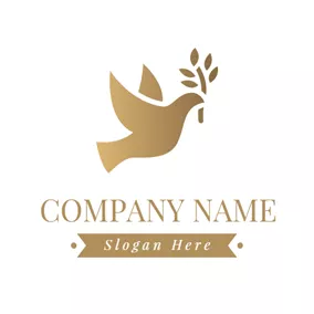 Fly Logo Brown Branch and Outlined Dove logo design