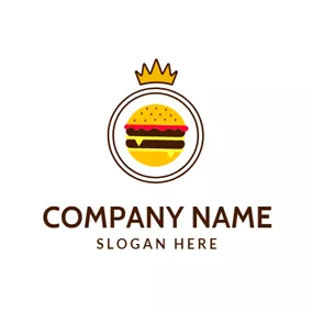 Diner Logo Brown Crown and Burger logo design