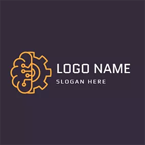 Manufacturing Logo Brown Gear Brain and Structure logo design