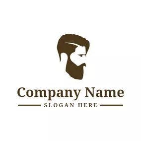 Handsome Logo Brown Hair and Hipster logo design
