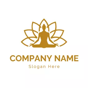 Logo Du Yoga Brown Lotus and Meditation logo design