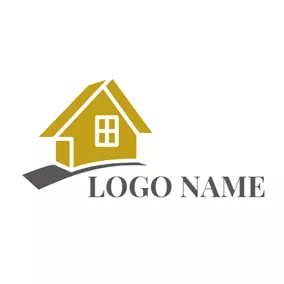 Building Logo Brown Road and Yellow House logo design