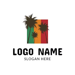 Palm Tree Logo Brown Seed and Cannabis Icon logo design
