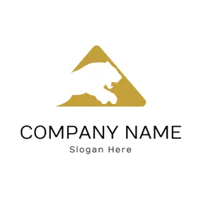 Tiger Logo Brown Triangle and White Cougar logo design