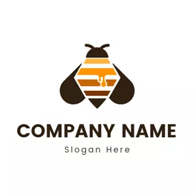 Hummel Logo Brown Wing and Geometric Bee logo design