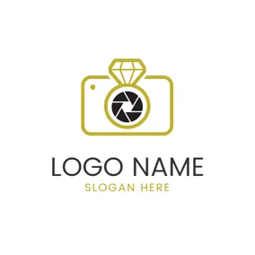 Engagement Logo Camera Outline and Diamond Ring logo design