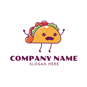 Delicious Logo Cartoon Cute Taco logo design