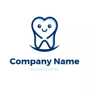 診所 Logo Cartoon Tooth and Dental Clinic logo design
