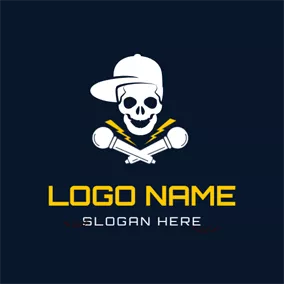 Gang Logo Cheerful Skeleton and Hat logo design