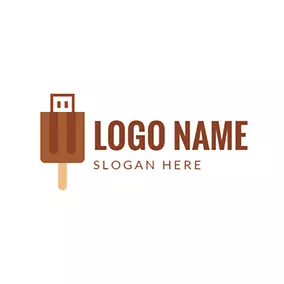 Flash Logo Chocolate and Brown Usb Cable logo design