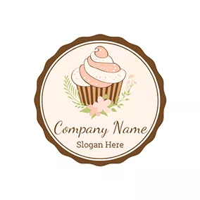 Branch Logo Chocolate Circle and Pink Cupcake logo design