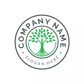 自然関連のロゴ Circle and Green Tree logo design