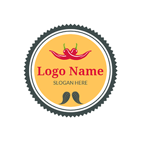 Hot Logo Circle Decoration Mustache Chili logo design
