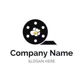Film Logo Circle Film and Delicious Popcorn logo design