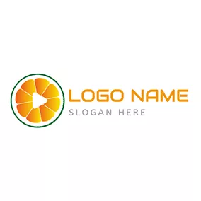 Communication Logo Circle Lemon and Play Button logo design