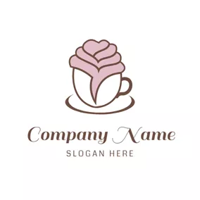 Floral Logo Coffee Cup and Rose Shape logo design