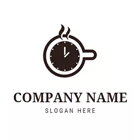 Brewing Logo Coffee Cup Circle Clock Time logo design