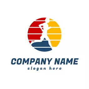 Logotipo De Correr Colorful Circle and Running Man logo design