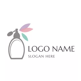 Makeup Logo Colorful Decoration and Gray Perfume Bottle logo design