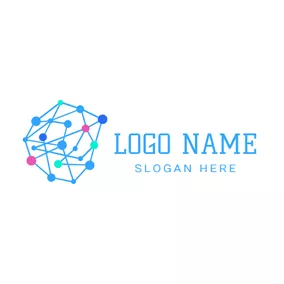 Physics Logo Colorful Dot and Blockchain Icon logo design
