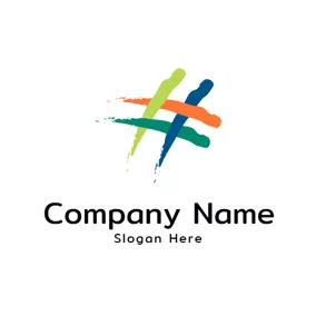 水彩　ロゴ Colorful Paint and Hashtag logo design
