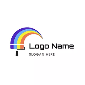 Canvas Logo Colorful Rainbow and Brush logo design