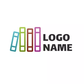 Library Logo Colorful Standing Book logo design