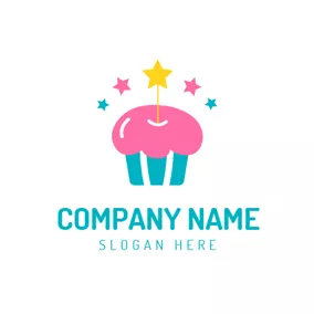 アニメーションロゴ Colorful Star and Birthday Cake logo design