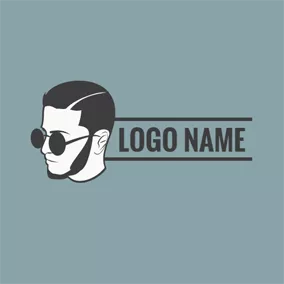 Male Logo Cool Flattop Hipster logo design
