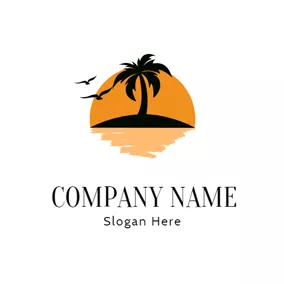 Logotipo De Playa Croci Sun and Black Tree logo design